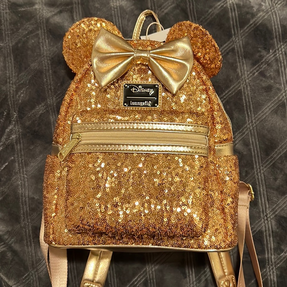 Loungefly x LASR yellow gold backpack NWT